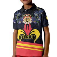 Personalized Belgium Iris Day Kid Polo Shirt Royaume de Belgique Coat Of Arms - Wonder Print Shop
