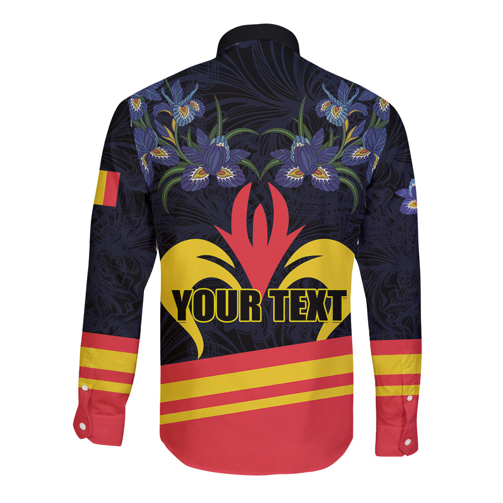 Personalized Belgium Iris Day Long Sleeve Button Shirt Royaume de Belgique Coat Of Arms - Wonder Print Shop