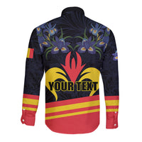 Personalized Belgium Iris Day Long Sleeve Button Shirt Royaume de Belgique Coat Of Arms - Wonder Print Shop