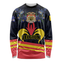 Personalized Belgium Iris Day Long Sleeve Shirt Royaume de Belgique Coat Of Arms - Wonder Print Shop