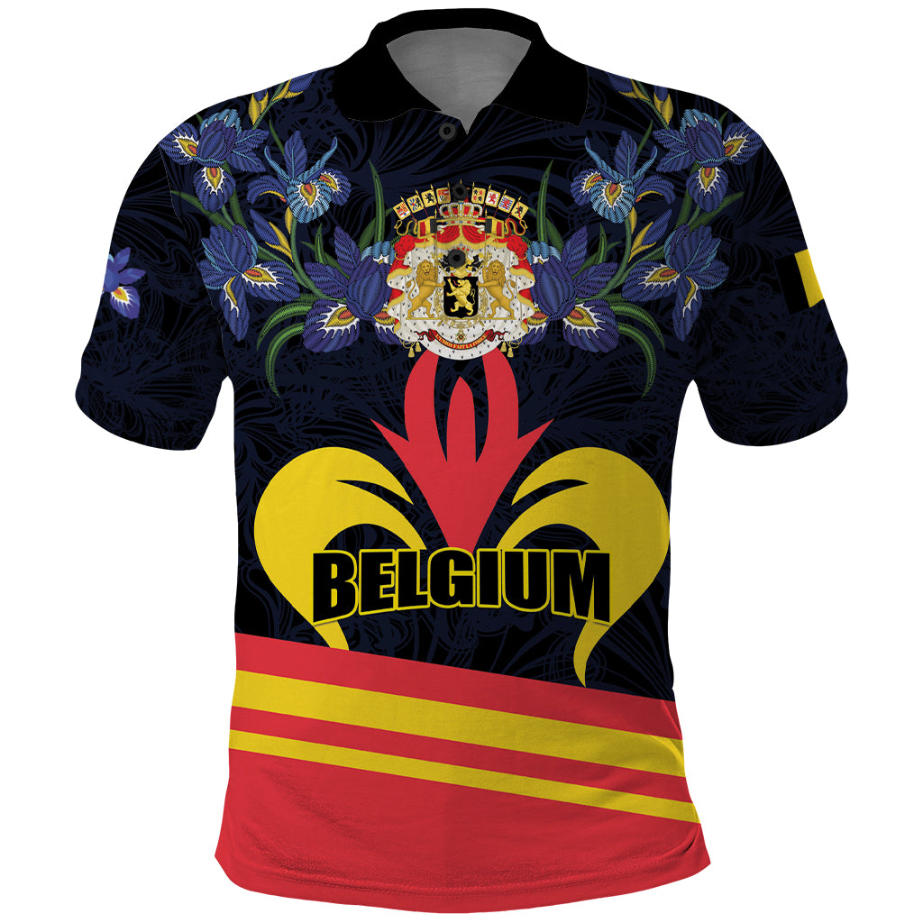 Personalized Belgium Iris Day Polo Shirt Royaume de Belgique Coat Of Arms - Wonder Print Shop