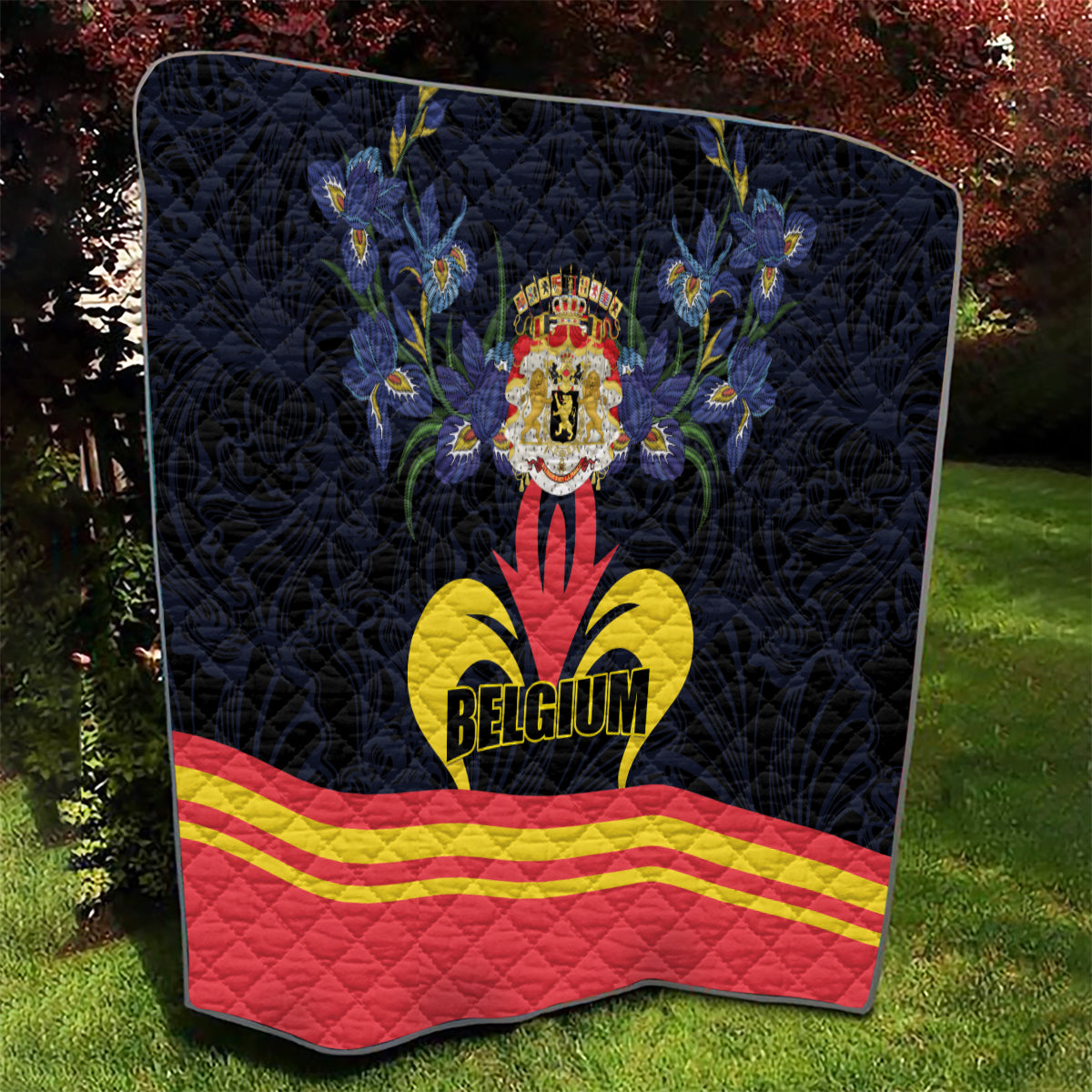 Belgium Iris Day Quilt Royaume de Belgique Coat Of Arms - Wonder Print Shop