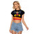 Personalized Belgium Iris Day Raglan Cropped T Shirt Royaume de Belgique Coat Of Arms - Wonder Print Shop