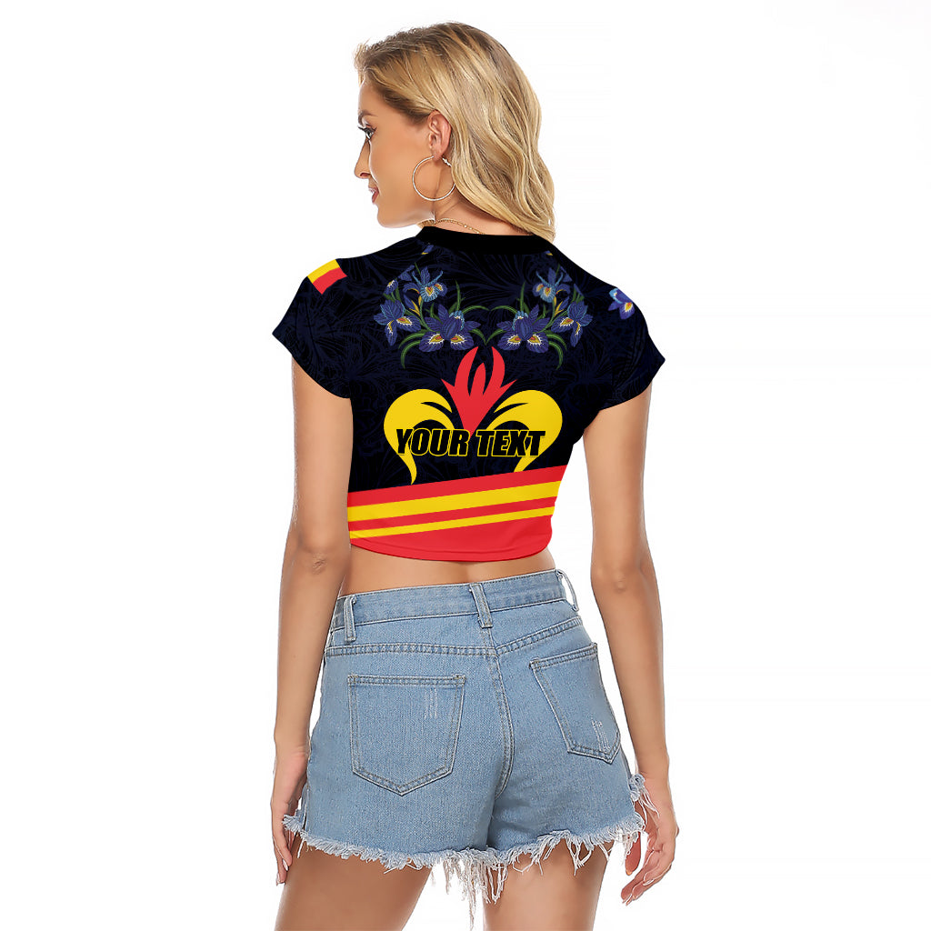 Personalized Belgium Iris Day Raglan Cropped T Shirt Royaume de Belgique Coat Of Arms - Wonder Print Shop