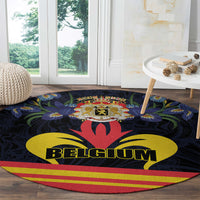 Belgium Iris Day Round Carpet Royaume de Belgique Coat Of Arms