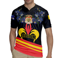 Personalized Belgium Iris Day Rugby Jersey Royaume de Belgique Coat Of Arms - Wonder Print Shop
