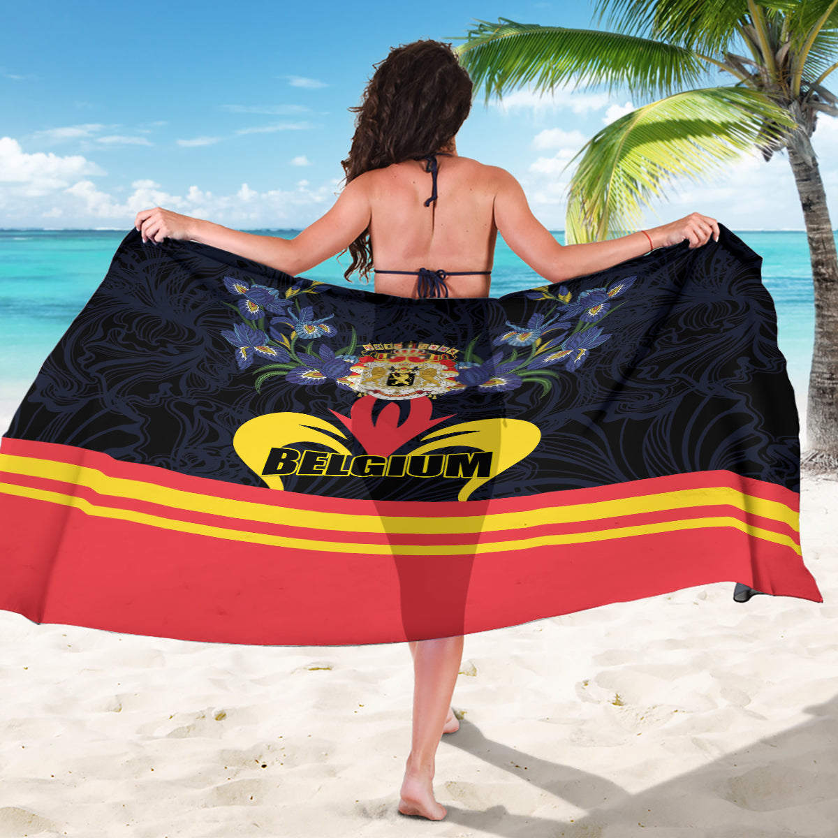 Belgium Iris Day Sarong Royaume de Belgique Coat Of Arms - Wonder Print Shop