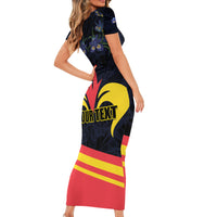 Personalized Belgium Iris Day Short Sleeve Bodycon Dress Royaume de Belgique Coat Of Arms - Wonder Print Shop