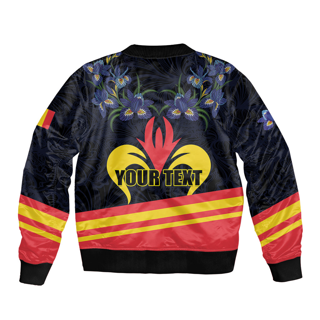 Personalized Belgium Iris Day Sleeve Zip Bomber Jacket Royaume de Belgique Coat Of Arms - Wonder Print Shop
