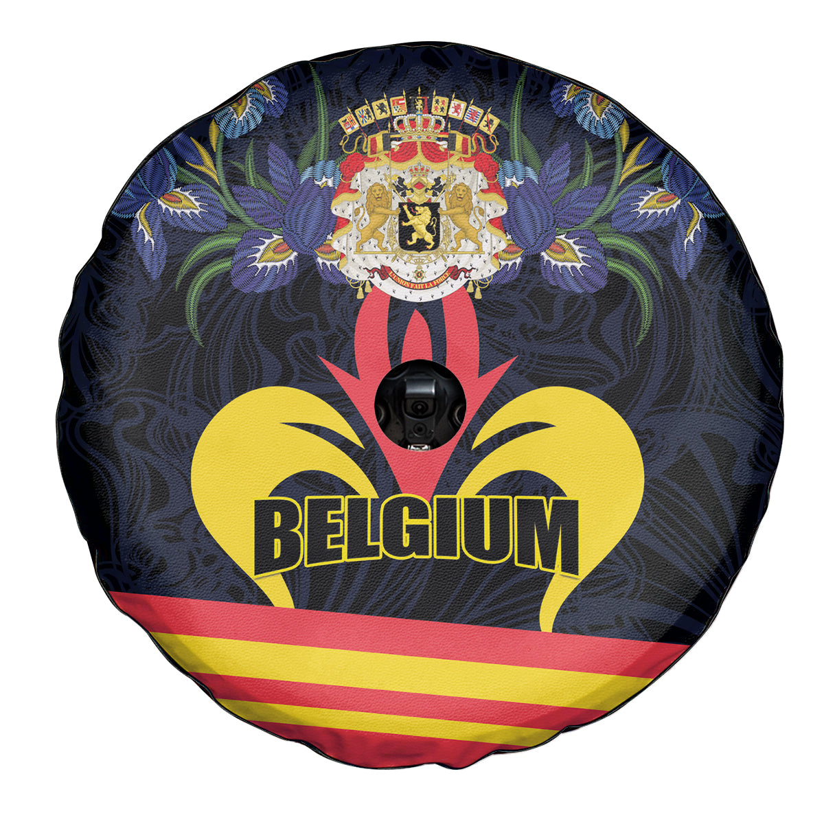 Belgium Iris Day Spare Tire Cover Royaume de Belgique Coat Of Arms - Wonder Print Shop