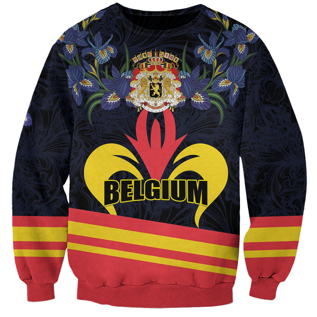 Personalized Belgium Iris Day Sweatshirt Royaume de Belgique Coat Of Arms - Wonder Print Shop
