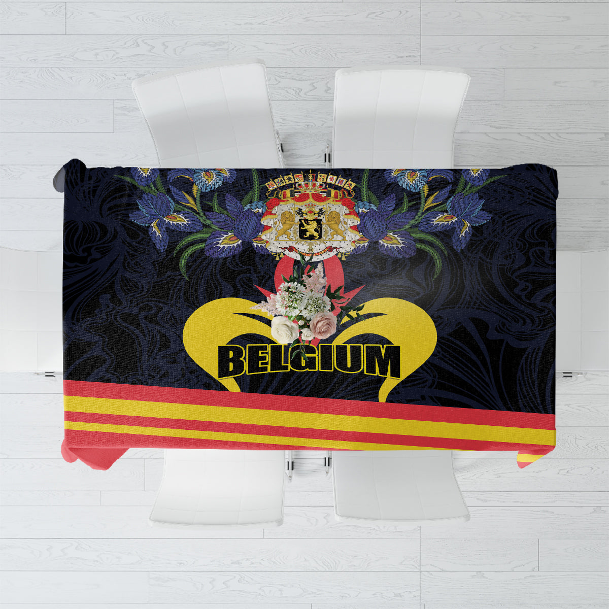 Belgium Iris Day Tablecloth Royaume de Belgique Coat Of Arms