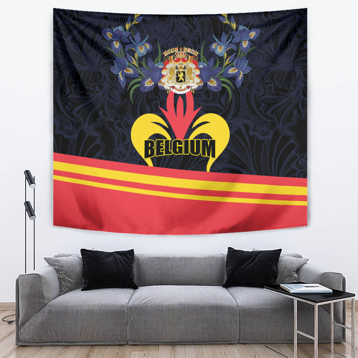 Belgium Iris Day Tapestry Royaume de Belgique Coat Of Arms