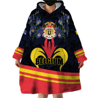 Personalized Belgium Iris Day Wearable Blanket Hoodie Royaume de Belgique Coat Of Arms - Wonder Print Shop