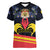 Personalized Belgium Iris Day Women V-Neck T-Shirt Royaume de Belgique Coat Of Arms - Wonder Print Shop