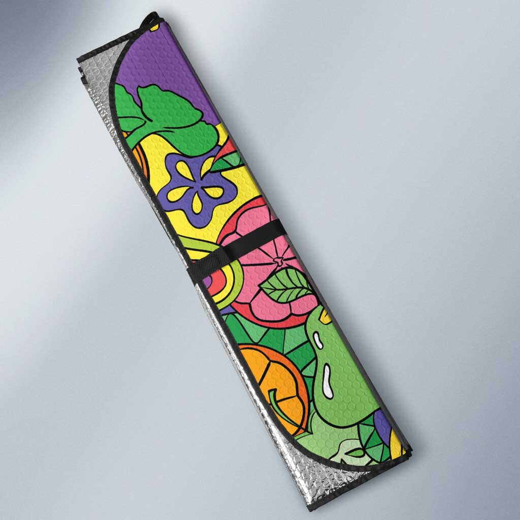 Hawaii Fruits Hippie Style Auto Sun Shade Vibrant Colorful