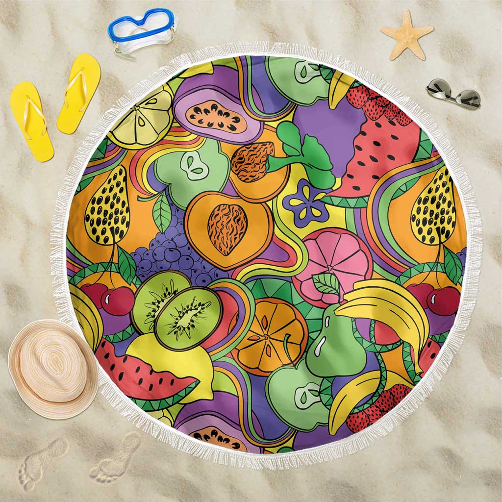 Hawaii Fruits Hippie Style Beach Blanket Vibrant Colorful
