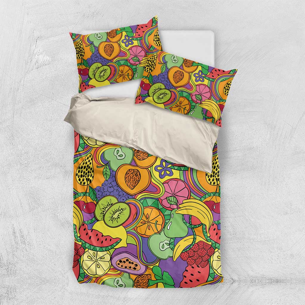 Hawaii Fruits Hippie Style Bedding Set Vibrant Colorful