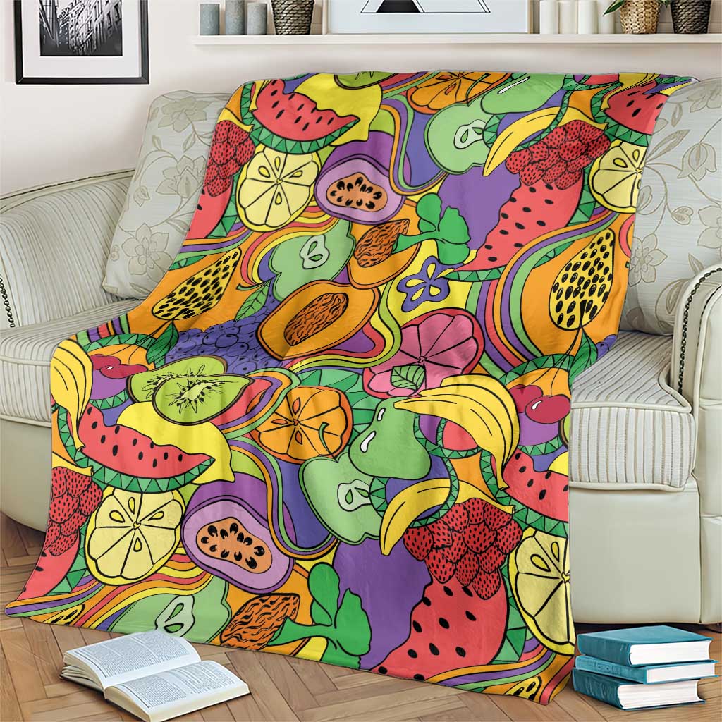 Hawaii Fruits Hippie Style Blanket Vibrant Colorful