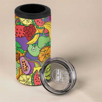 Hawaii Fruits Hippie Style 4 in 1 Can Cooler Tumbler Vibrant Colorful