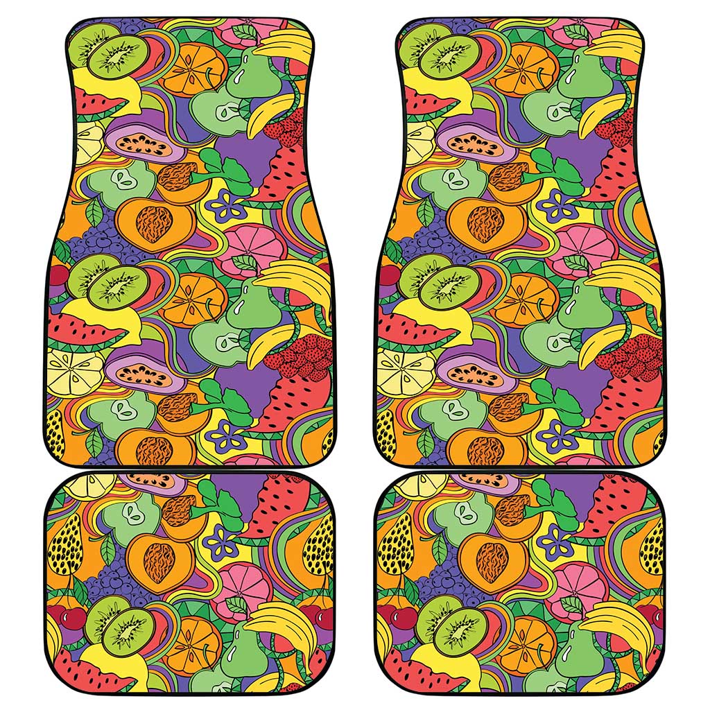Hawaii Fruits Hippie Style Car Mats Vibrant Colorful