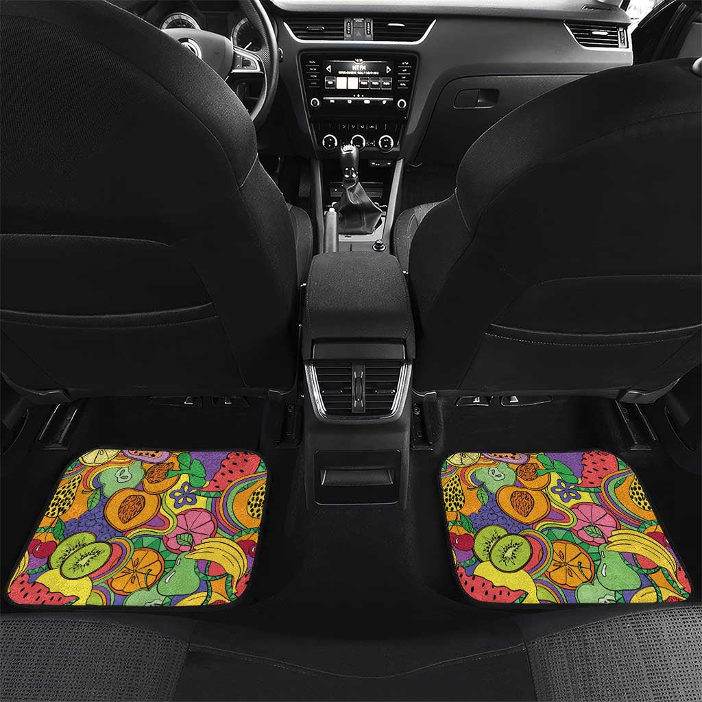 Hawaii Fruits Hippie Style Car Mats Vibrant Colorful