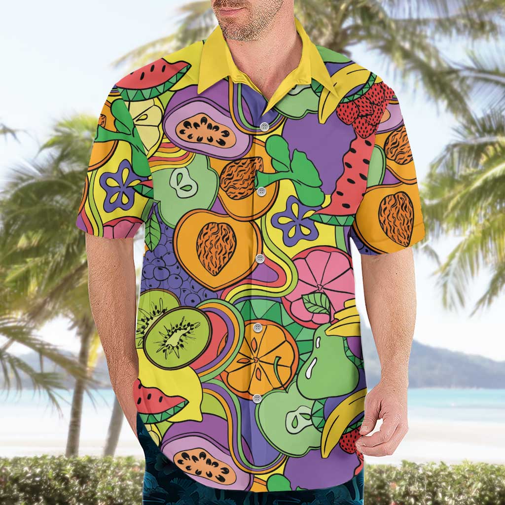 Hawaii Fruits Hippie Style Hawaiian Shirt Vibrant Colorful