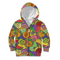 Hawaii Fruits Hippie Style Kid Hoodie Vibrant Colorful