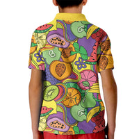 Hawaii Fruits Hippie Style Kid Polo Shirt Vibrant Colorful