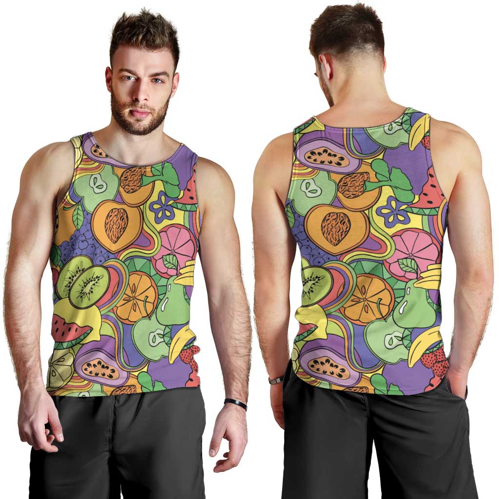 Hawaii Fruits Hippie Style Men Tank Top Vibrant Colorful