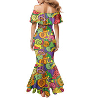 Hawaii Fruits Hippie Style Mermaid Dress Vibrant Colorful