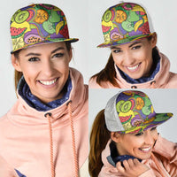 Hawaii Fruits Hippie Style Mesh Trucker Cap Vibrant Colorful