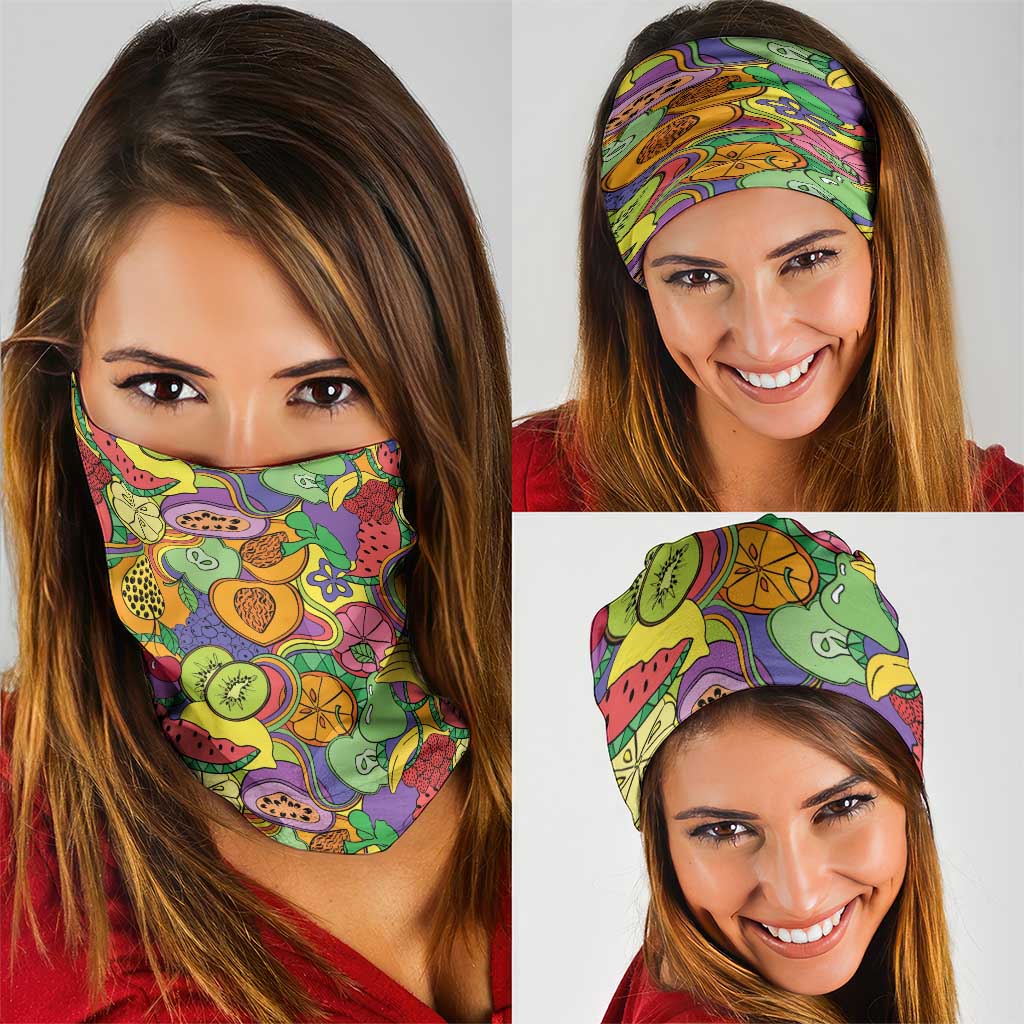 Hawaii Fruits Hippie Style Neck Gaiter Vibrant Colorful