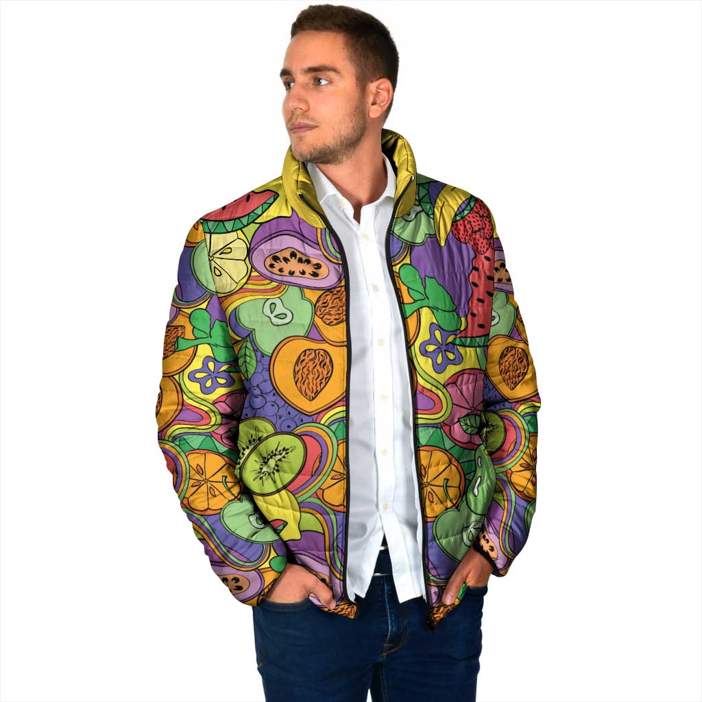 Hawaii Fruits Hippie Style Padded Jacket Vibrant Colorful