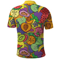 Hawaii Fruits Hippie Style Polo Shirt Vibrant Colorful