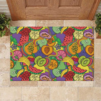 Hawaii Fruits Hippie Style Rubber Doormat Vibrant Colorful