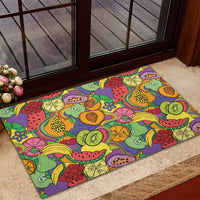 Hawaii Fruits Hippie Style Rubber Doormat Vibrant Colorful