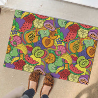Hawaii Fruits Hippie Style Rubber Doormat Vibrant Colorful