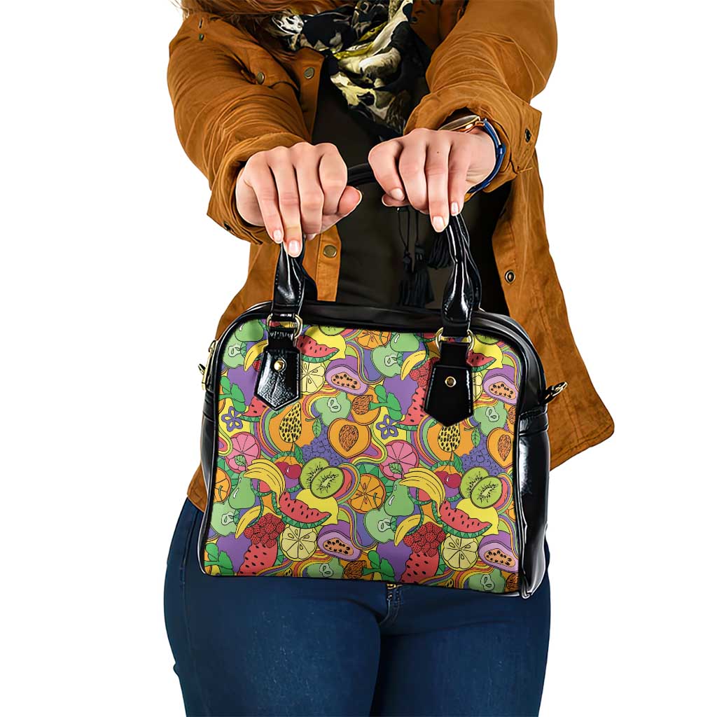 Hawaii Fruits Hippie Style Shoulder Handbag Vibrant Colorful