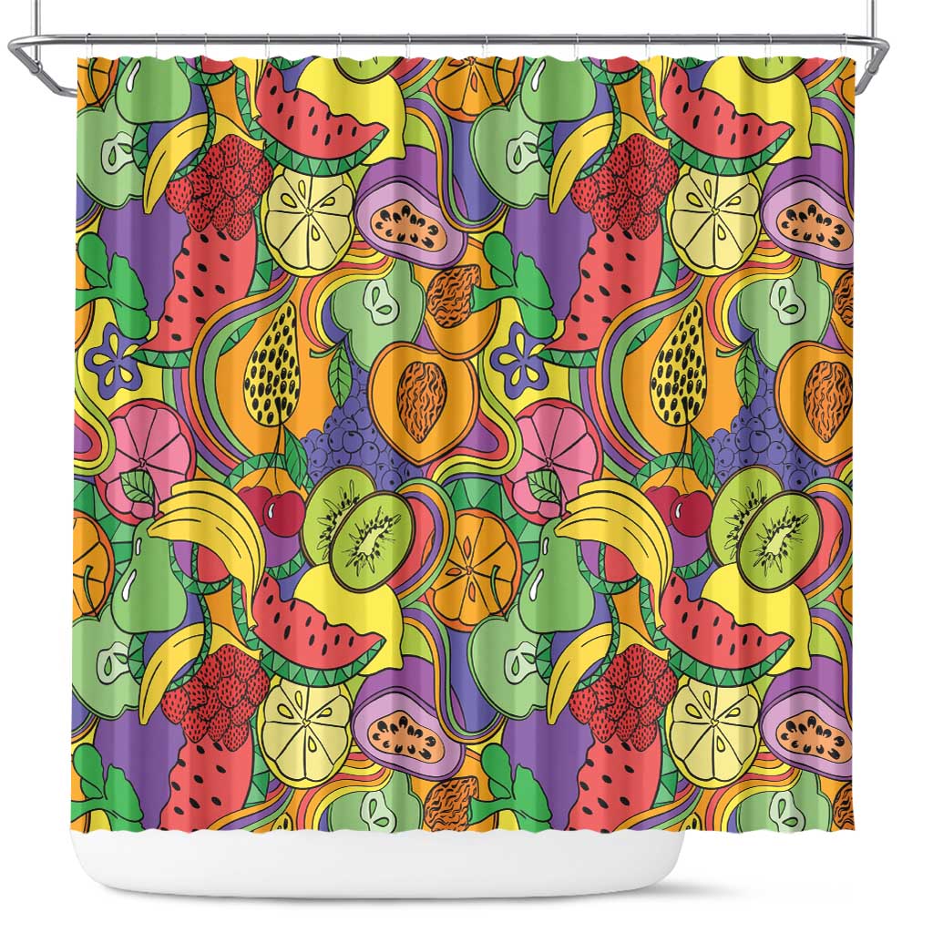 Hawaii Fruits Hippie Style Shower Curtain Vibrant Colorful