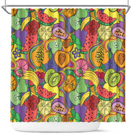 Hawaii Fruits Hippie Style Shower Curtain Vibrant Colorful
