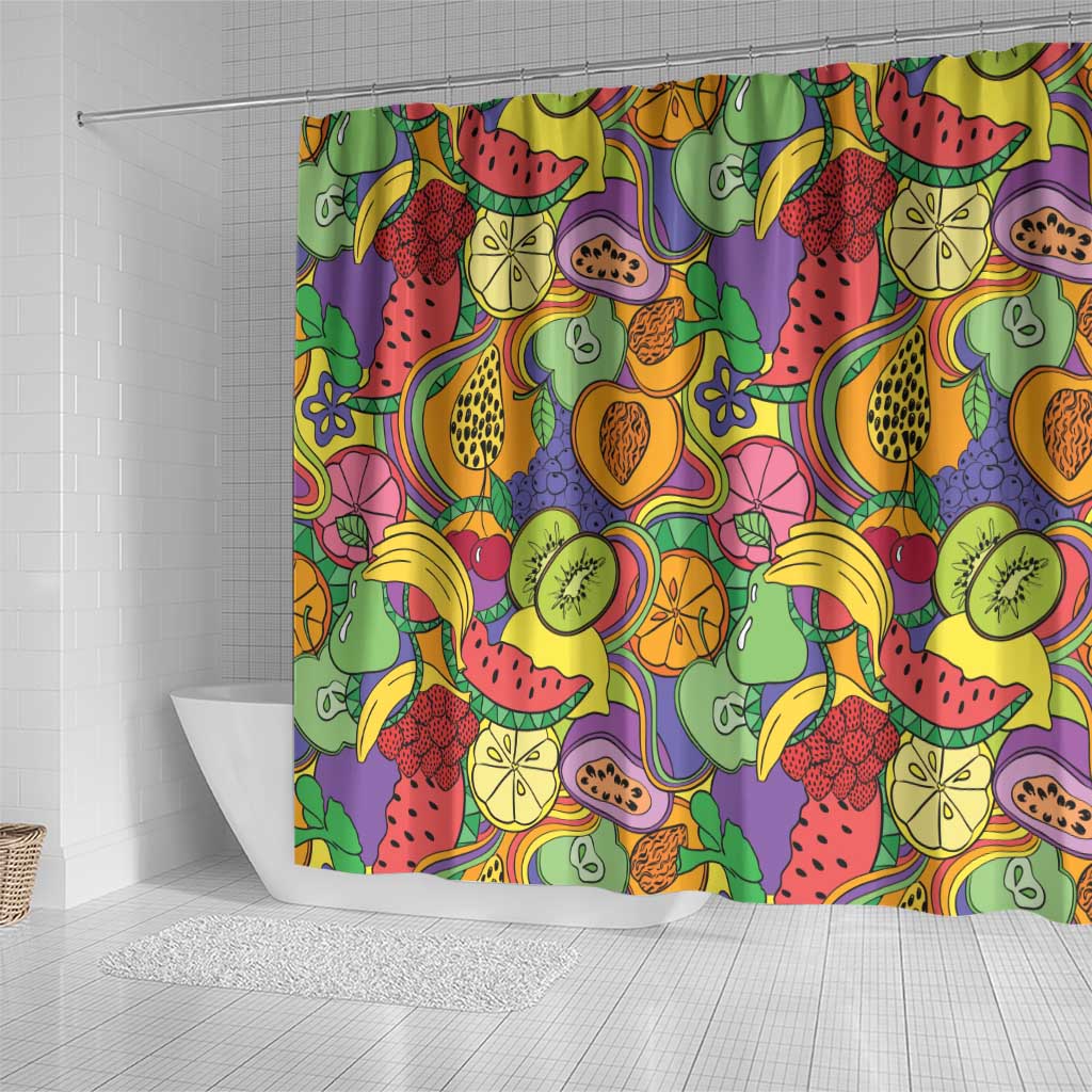 Hawaii Fruits Hippie Style Shower Curtain Vibrant Colorful
