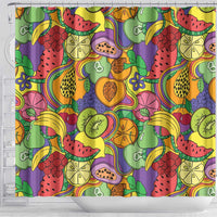 Hawaii Fruits Hippie Style Shower Curtain Vibrant Colorful