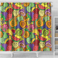 Hawaii Fruits Hippie Style Shower Curtain Vibrant Colorful
