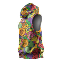 Hawaii Fruits Hippie Style Sleeveless Hoodie Vibrant Colorful