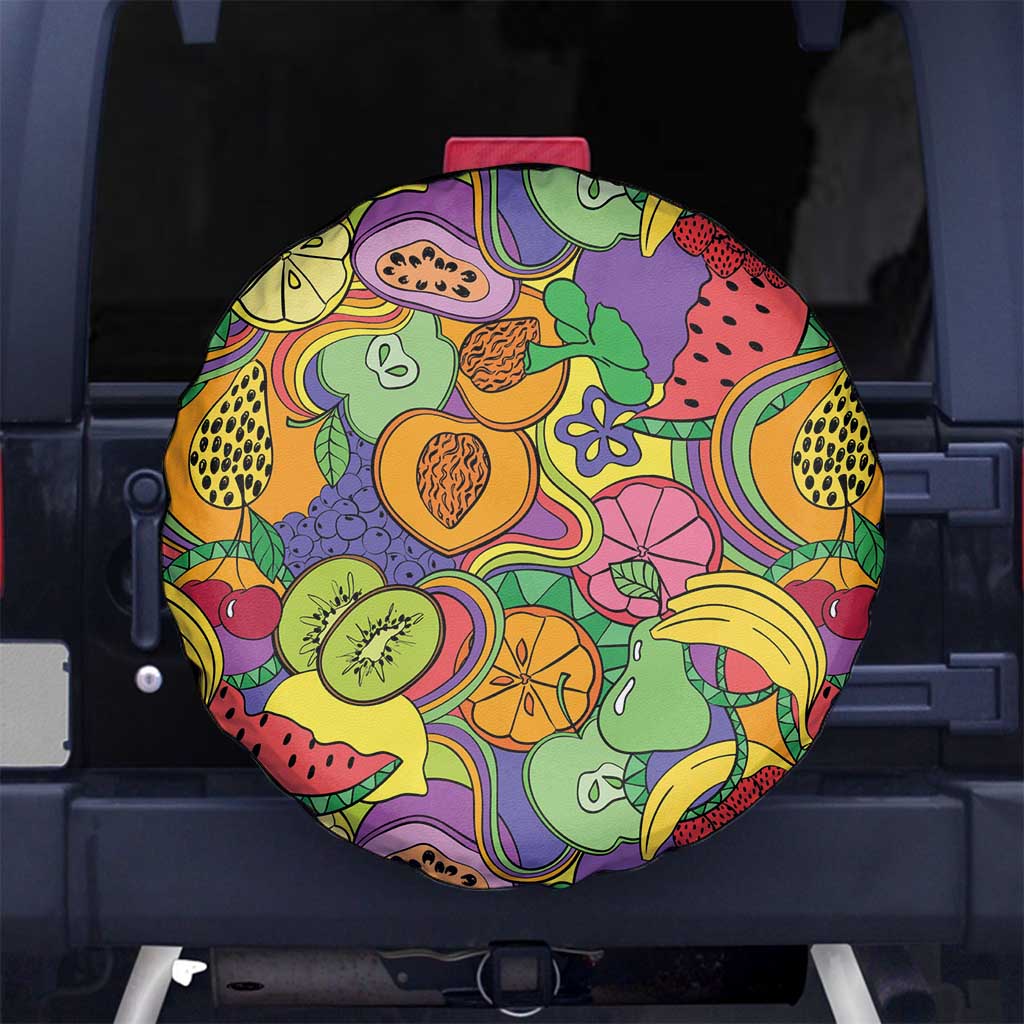 Hawaii Fruits Hippie Style Spare Tire Cover Vibrant Colorful
