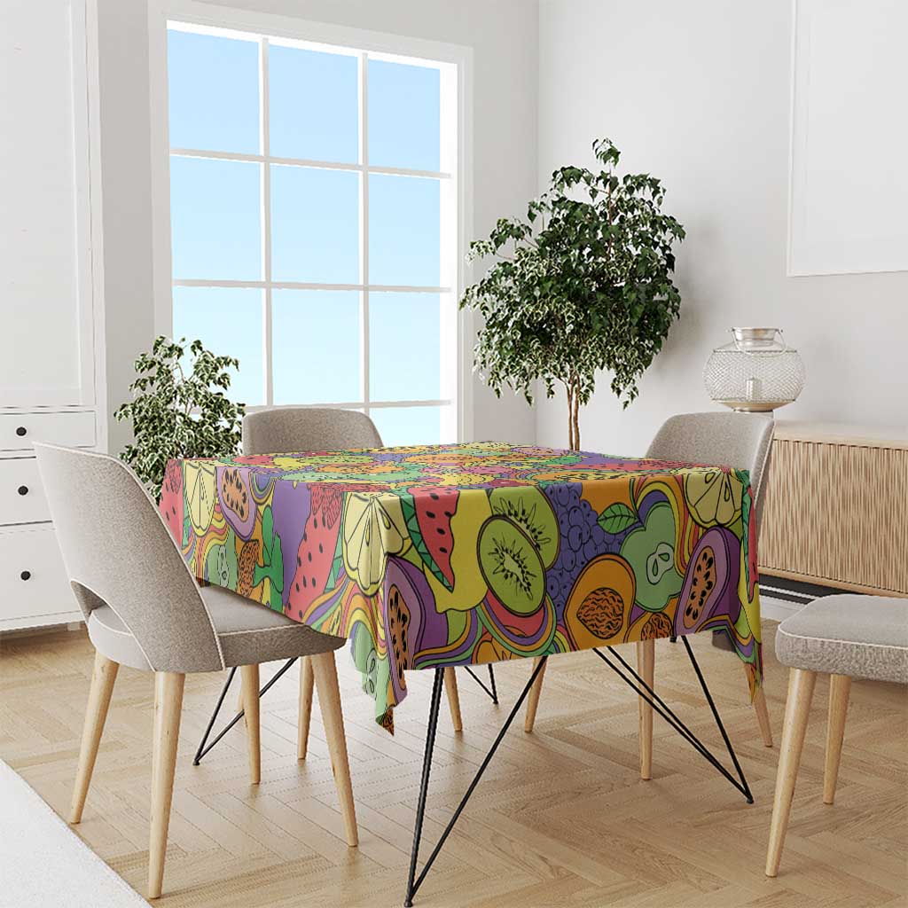 Hawaii Fruits Hippie Style Tablecloth Vibrant Colorful
