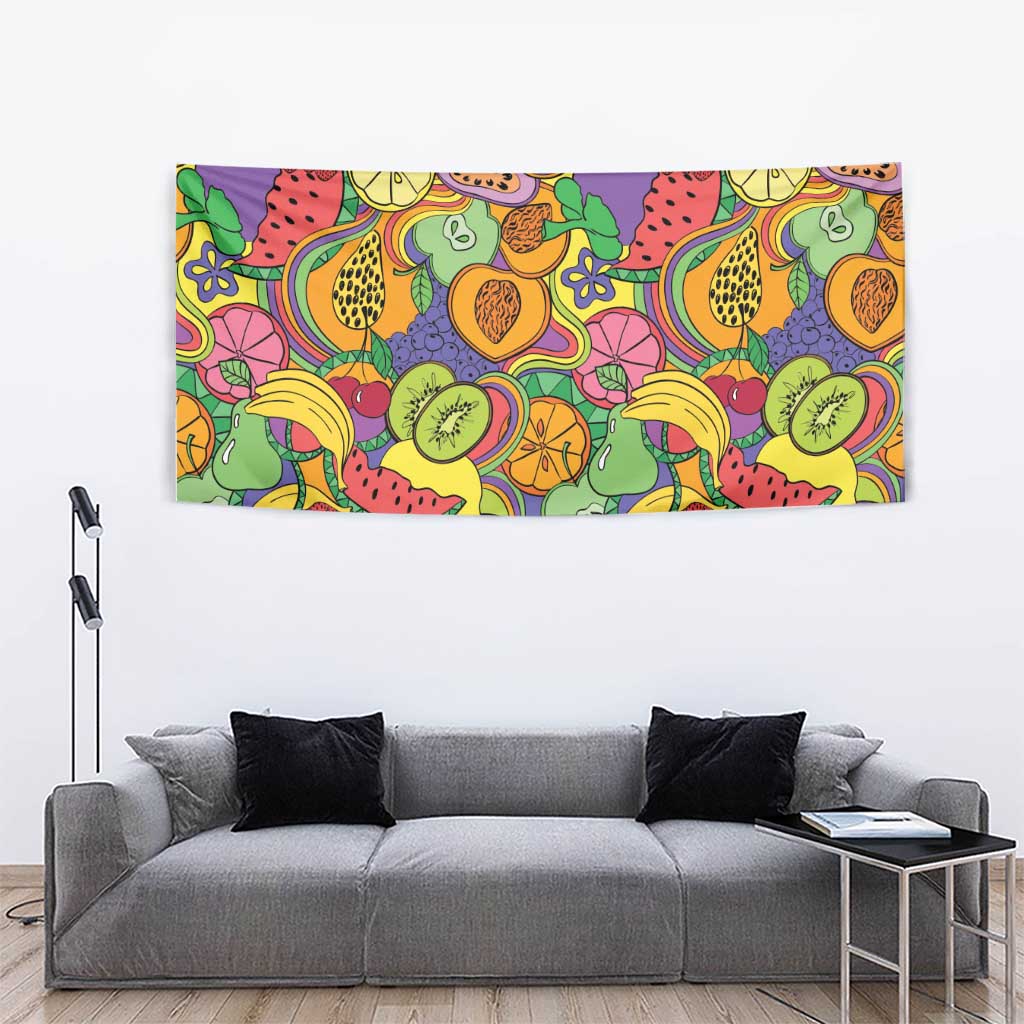 Hawaii Fruits Hippie Style Tapestry Vibrant Colorful
