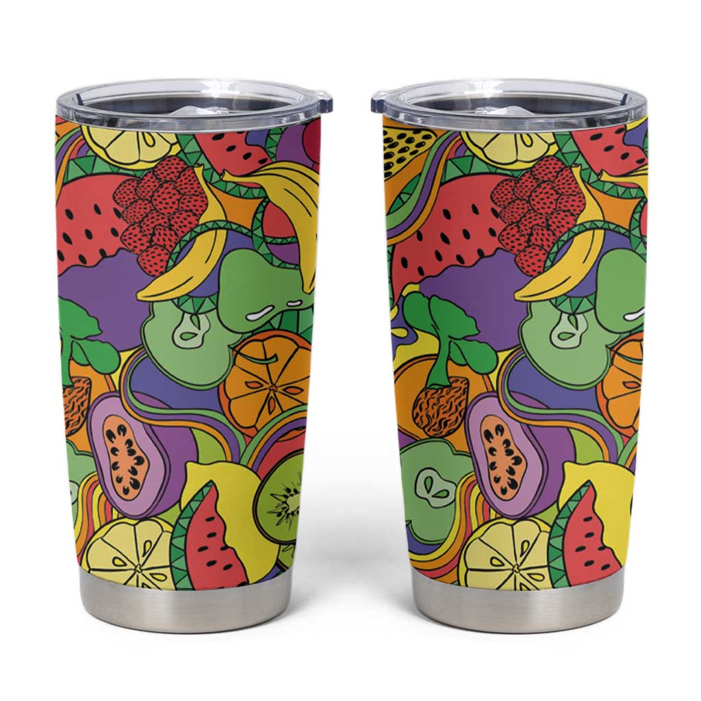 Hawaii Fruits Hippie Style Tumbler Cup Vibrant Colorful