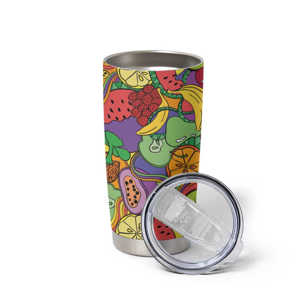 Hawaii Fruits Hippie Style Tumbler Cup Vibrant Colorful
